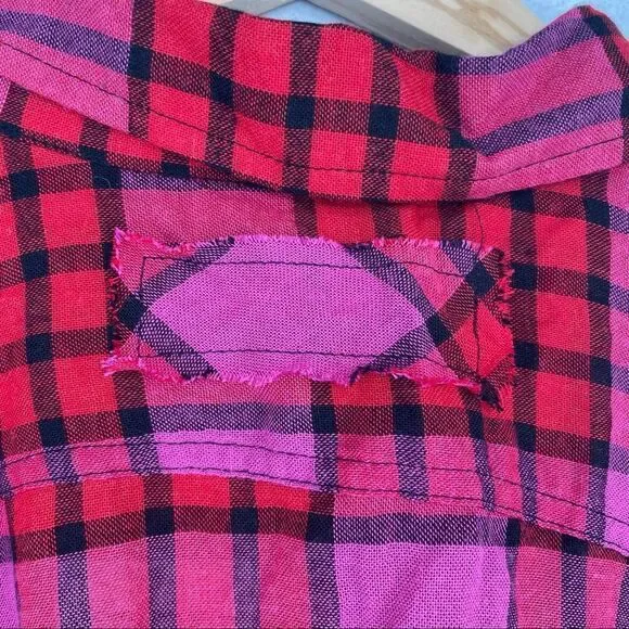 Free People Distressed Plaid Shacket Top NWT - Picture 9 of 10